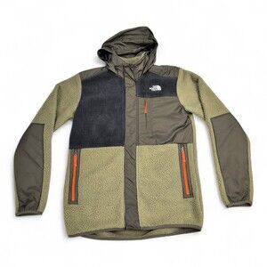 The North Face Boys XL Hooded Fleece Jacket Olive/Charcoal